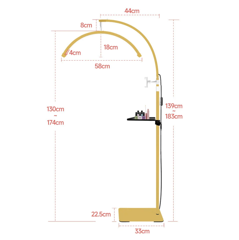 Lámpara LED Media Luna – Iluminación Perfecta para Estéticas, Maquillaje y Tatuajes