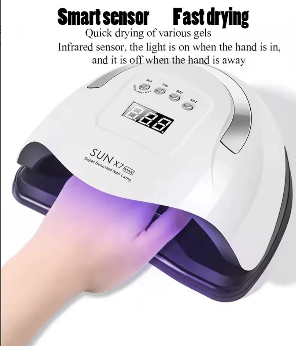Lámpara Profesional de Uñas SUN X7 MAX – 180W, 57 LEDs UV/LED con Sensor Automático | Secado Rápido y Uniforme para Esmaltes de Gel y Manicura Profesional en Casa o Salón