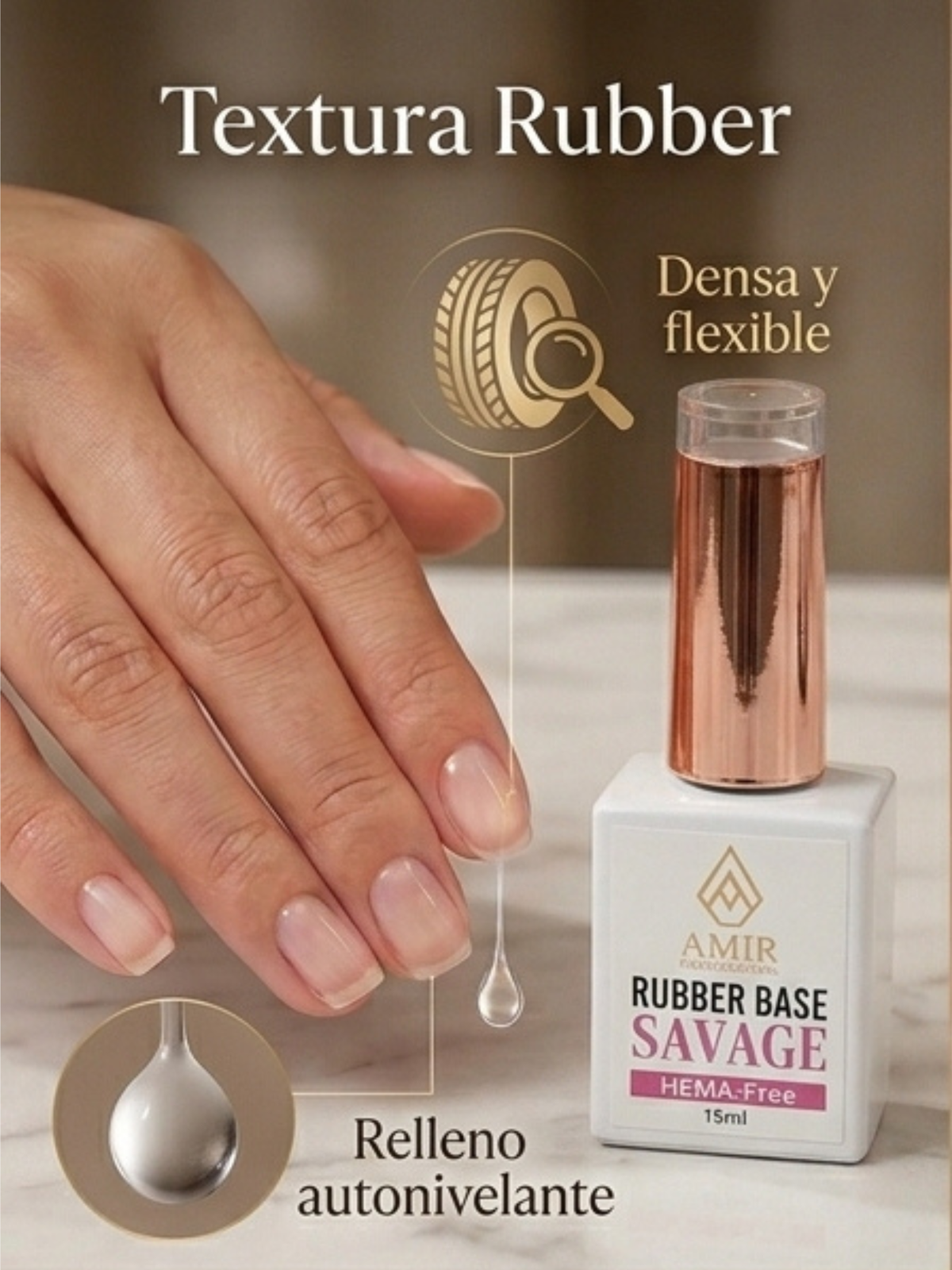 Base Rubber Semipermanente Efecto Gel | Amir Professional