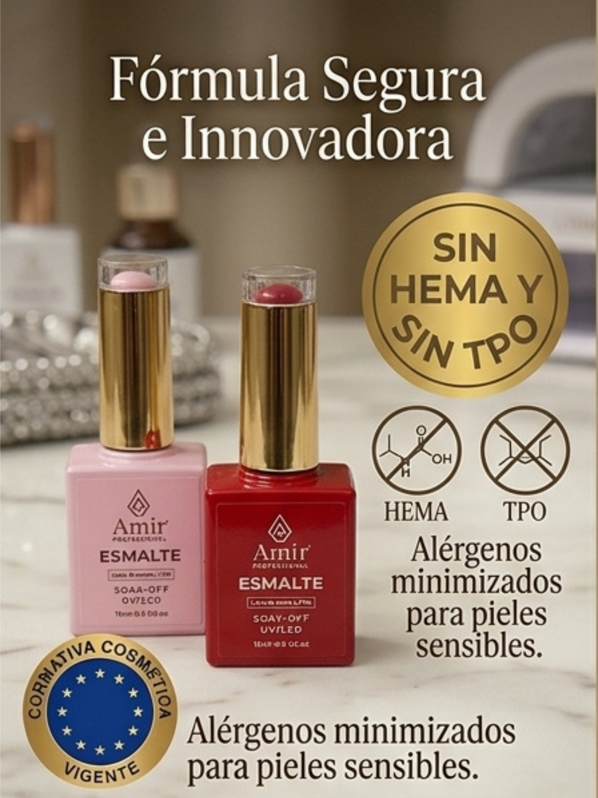 Esmaltes Semipermanentes HEMA & TPO Free Amir Professional