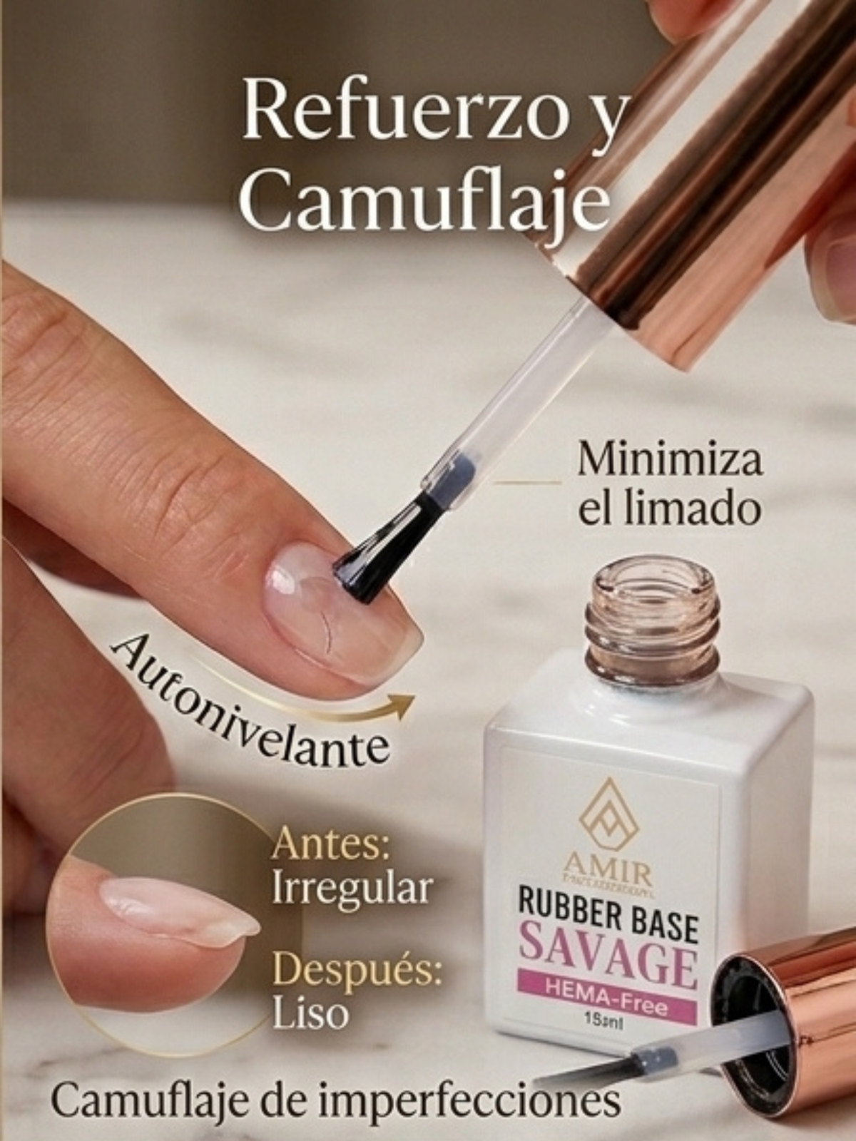 Base Rubber Semipermanente Efecto Gel | Amir Professional