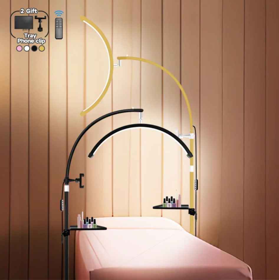 Lámpara LED Media Luna – Iluminación Perfecta para Estéticas, Maquillaje y Tatuajes
