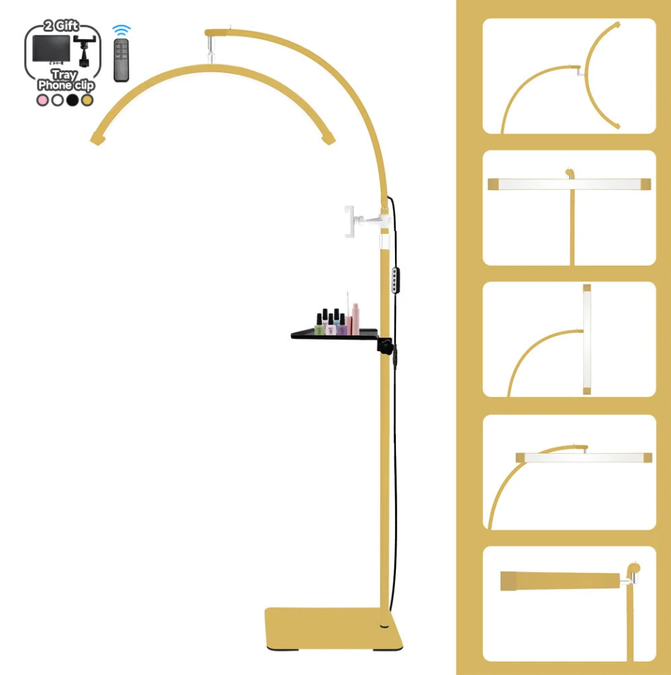 Lámpara LED Media Luna – Iluminación Perfecta para Estéticas, Maquillaje y Tatuajes