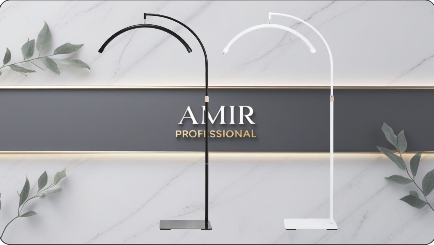 Lámpara LED Media Luna 360° Profesional - Altura Ajustable y Control Táctil para Estética | Amir Professional®