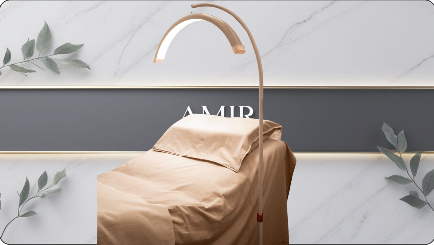 Lámpara LED Media Luna 360° Profesional - Altura Ajustable y Control Táctil para Estética | Amir Professional®