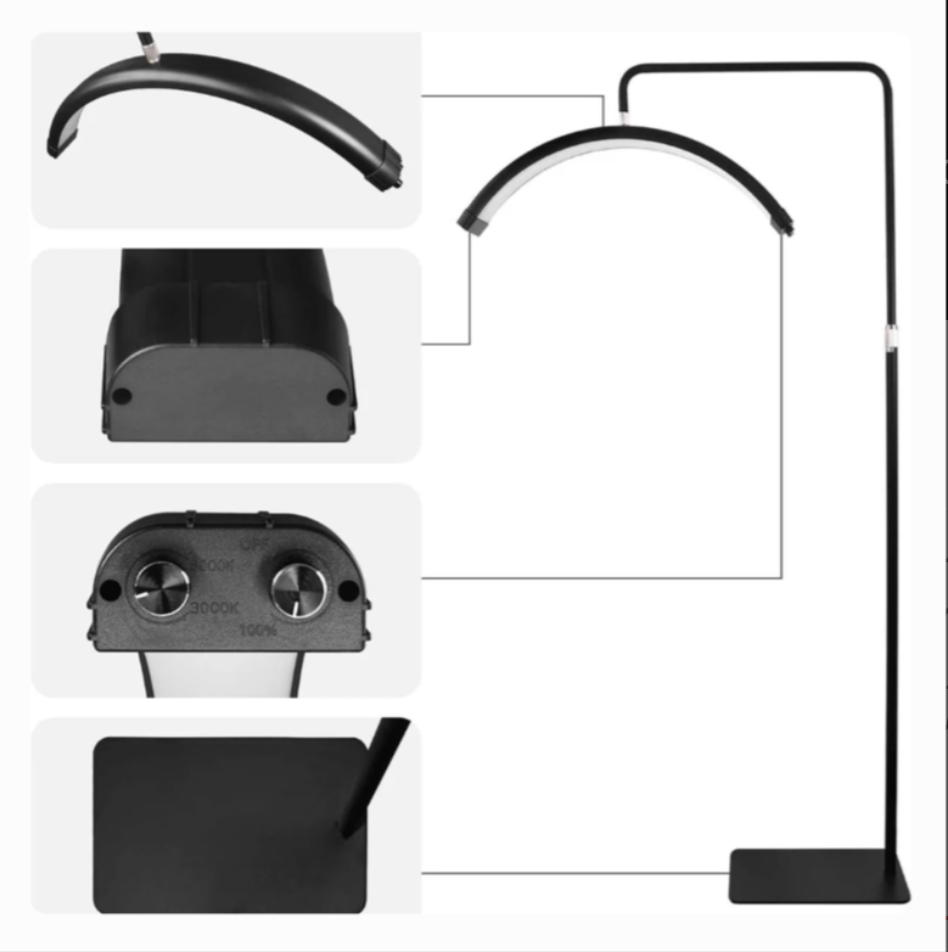 Lámpara LED Media Luna 360° Profesional - Altura Ajustable y Control Táctil para Estética | Amir Professional®