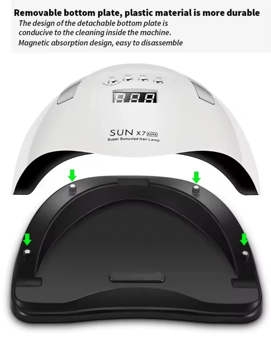 Lámpara Profesional de Uñas SUN X7 MAX – 180W, 57 LEDs UV/LED con Sensor Automático | Secado Rápido y Uniforme para Esmaltes de Gel y Manicura Profesional en Casa o Salón