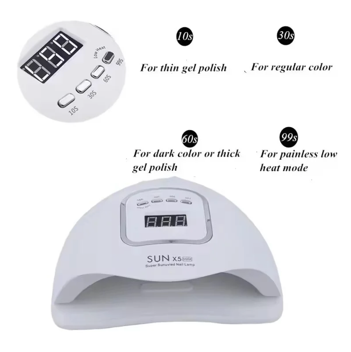 Lámpara Profesional de Uñas SUN X5 PLUS 120W – UV/LED, Secado Rápido y Uniforme | Sensor Automático, Base Extraíble y Temporizador Digital | Ideal para Gel, Acrylgel y Esmalte Semipermanente