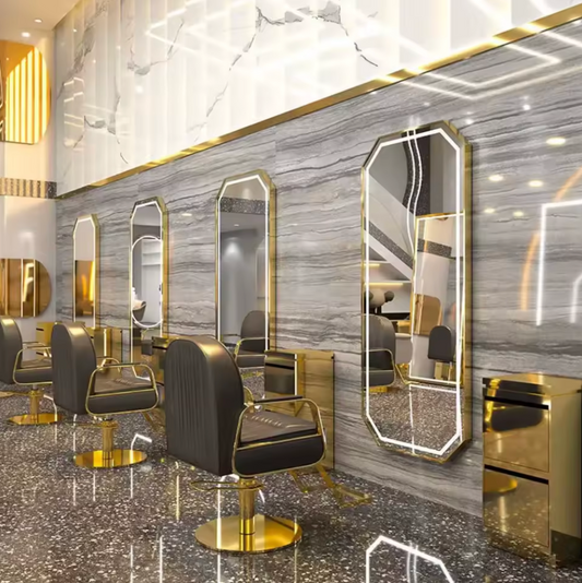 Espejo LED Octogonal 170x70 cm para Peluquería y Barbería – Luz Táctil, Diseño Premium | Amir Professional®