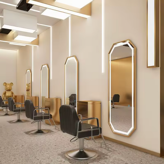 Espejo LED Octogonal 170x70 cm para Peluquería y Barbería – Luz Táctil, Diseño Premium | Amir Professional®